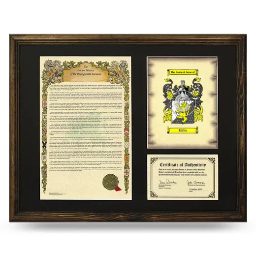 Eddis Framed Surname History and Coat of Arms - Brown