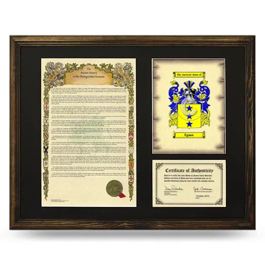 Egnor Framed Surname History and Coat of Arms - Brown