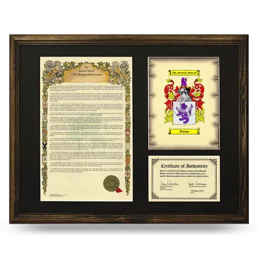 Eman Framed Surname History and Coat of Arms - Brown