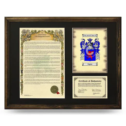 Espen Framed Surname History and Coat of Arms - Brown