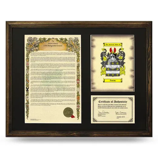 Faron Framed Surname History and Coat of Arms - Brown