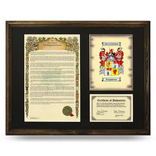 Farquarson Framed Surname History and Coat of Arms - Brown