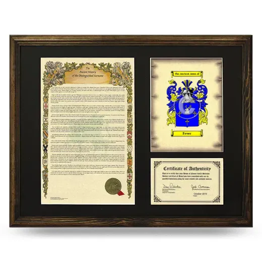 Fever Framed Surname History and Coat of Arms - Brown