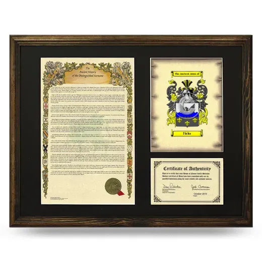 Ficks Framed Surname History and Coat of Arms - Brown