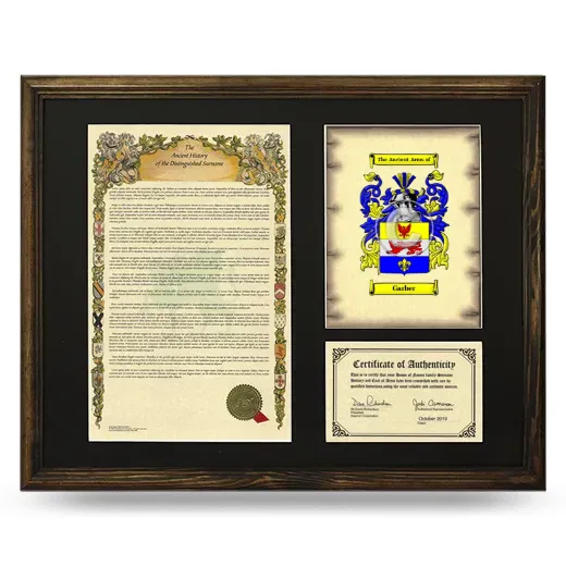 Garber Framed Surname History and Coat of Arms - Brown