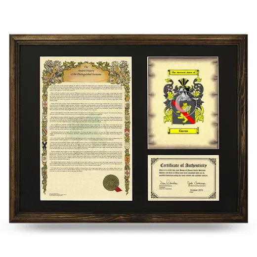 Garns Framed Surname History and Coat of Arms - Brown