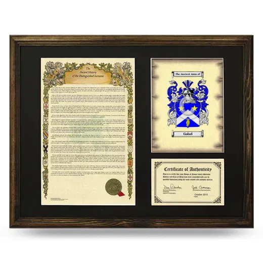 Gobel Framed Surname History and Coat of Arms - Brown