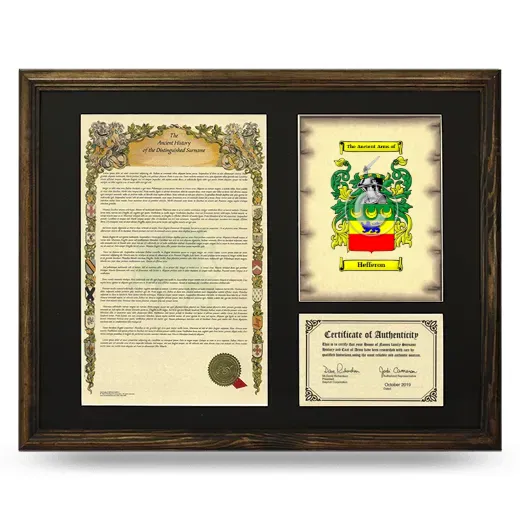 Hefferon Framed Surname History and Coat of Arms - Brown