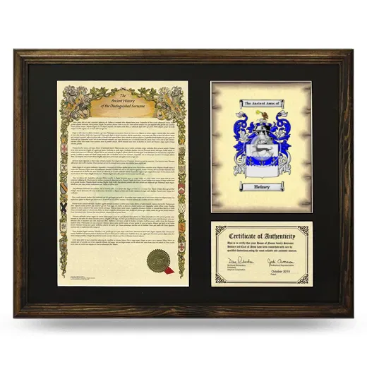 Heiney Framed Surname History and Coat of Arms - Brown