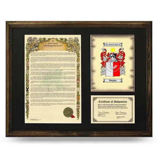Hingley Framed Surname History and Coat of Arms - Brown