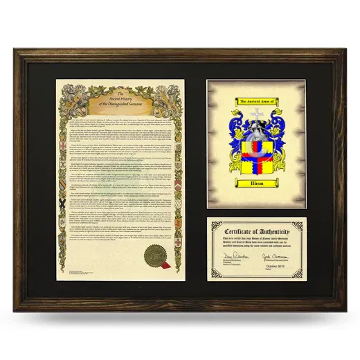 Hiron Framed Surname History and Coat of Arms - Brown