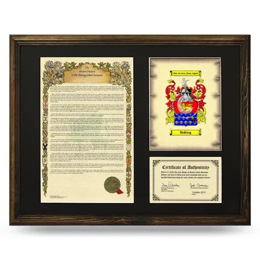 Hoking Framed Surname History and Coat of Arms - Brown