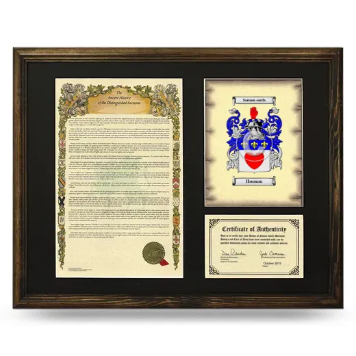 Houson Framed Surname History and Coat of Arms - Brown