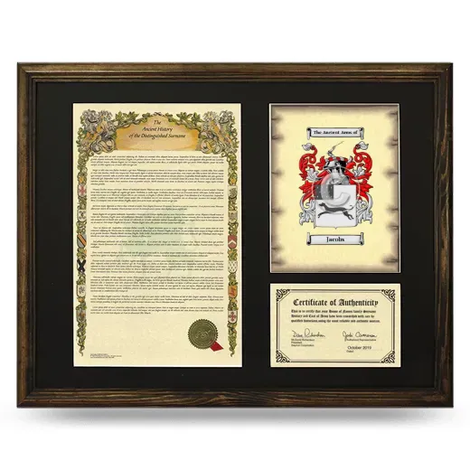 Jacobs Framed Surname History and Coat of Arms - Brown