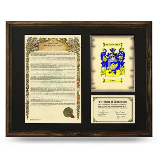 Kaler Framed Surname History and Coat of Arms - Brown