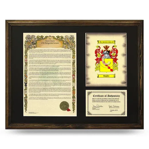 Kepler Framed Surname History and Coat of Arms - Brown