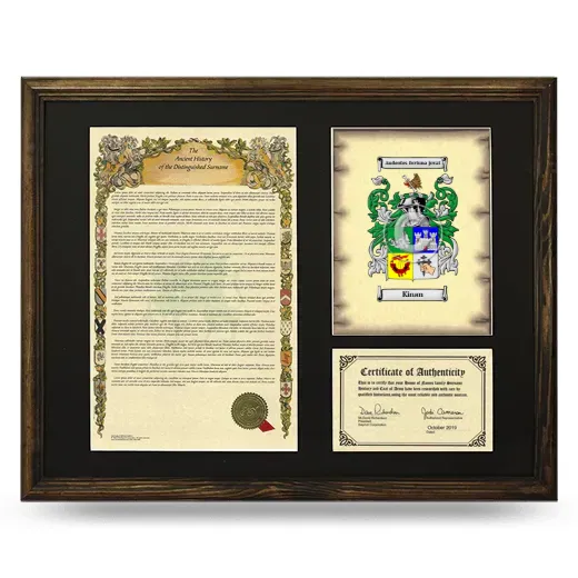 Kinan Framed Surname History and Coat of Arms - Brown