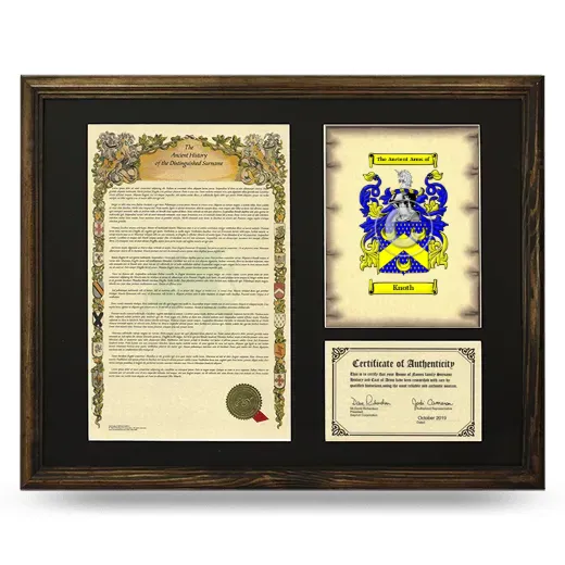 Knoth Framed Surname History and Coat of Arms - Brown