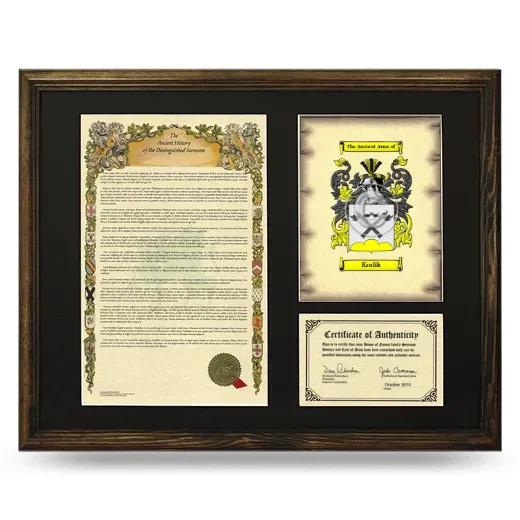 Kralik Framed Surname History and Coat of Arms - Brown