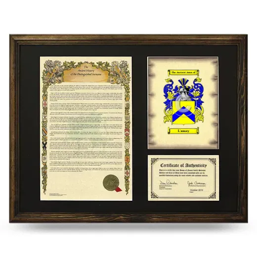 L'amay Framed Surname History and Coat of Arms - Brown