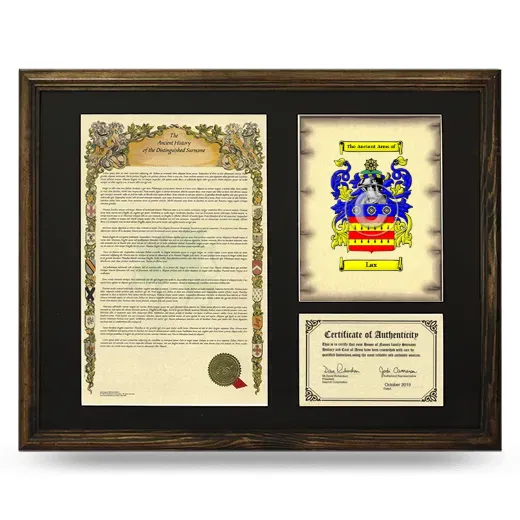 Lax Framed Surname History and Coat of Arms - Brown