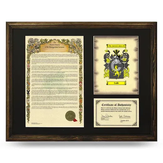 Lode Framed Surname History and Coat of Arms - Brown
