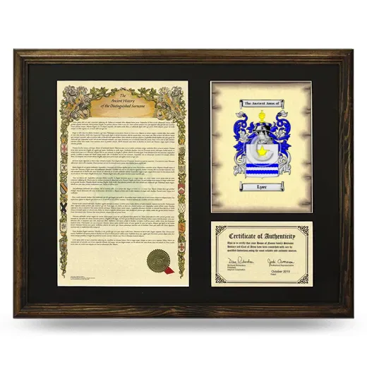 Lyer Framed Surname History and Coat of Arms - Brown