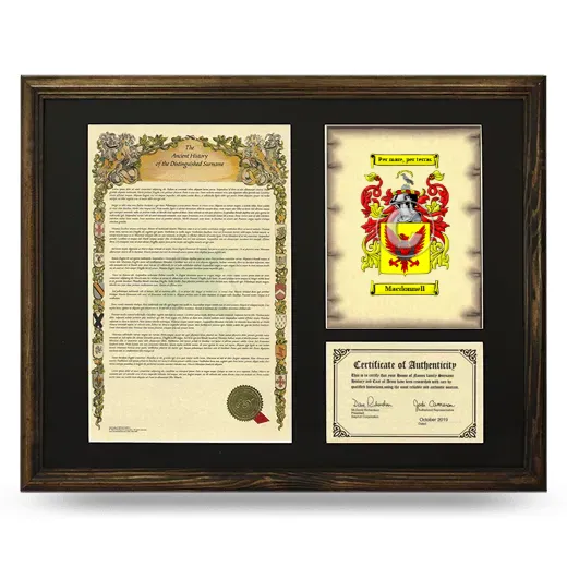 MacDonnell Framed Surname History and Coat of Arms - Brown