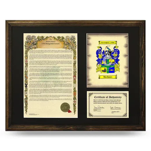 MacInnes Framed Surname History and Coat of Arms - Brown