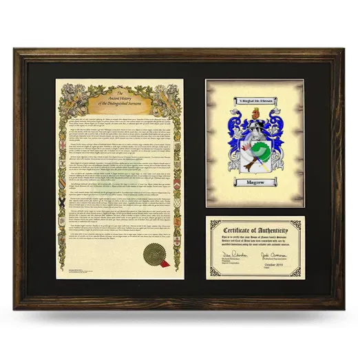 Magrew Framed Surname History and Coat of Arms - Brown