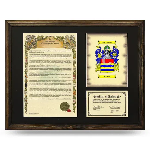 Maness Framed Surname History and Coat of Arms - Brown