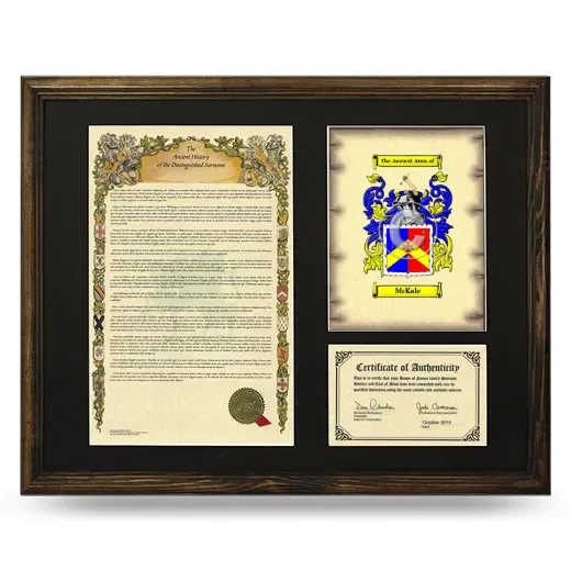 McKale Framed Surname History and Coat of Arms - Brown