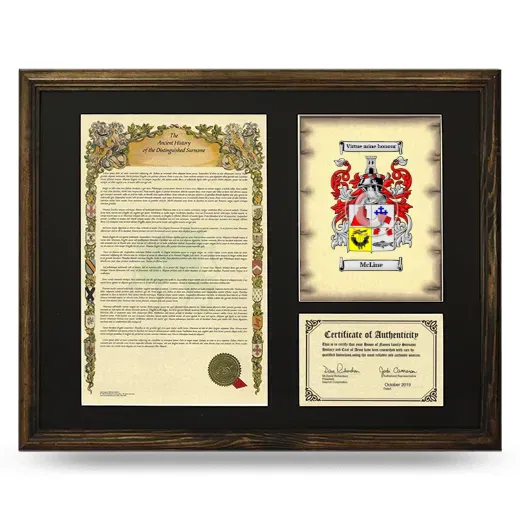 McLine Framed Surname History and Coat of Arms - Brown