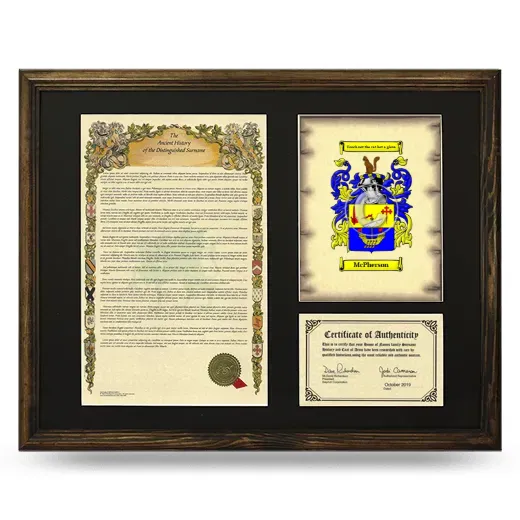 McPherson Framed Surname History and Coat of Arms - Brown