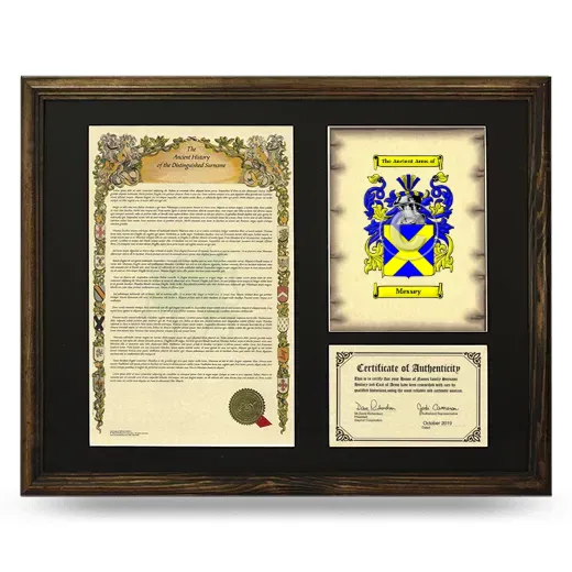 Messey Framed Surname History and Coat of Arms - Brown