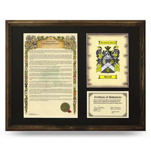 Mitchell Framed Surname History and Coat of Arms - Brown