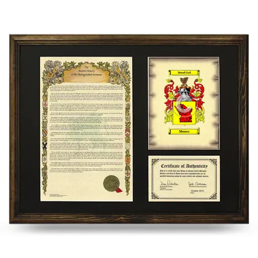 Monro Framed Surname History and Coat of Arms - Brown