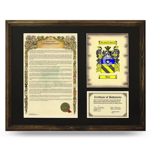 Mose Framed Surname History and Coat of Arms - Brown