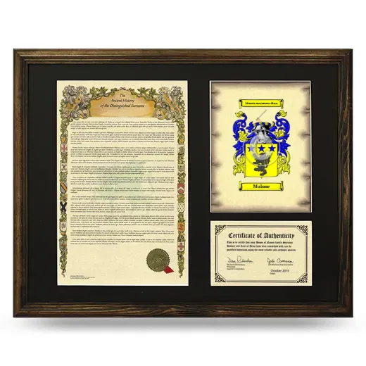 Mulone Framed Surname History and Coat of Arms - Brown