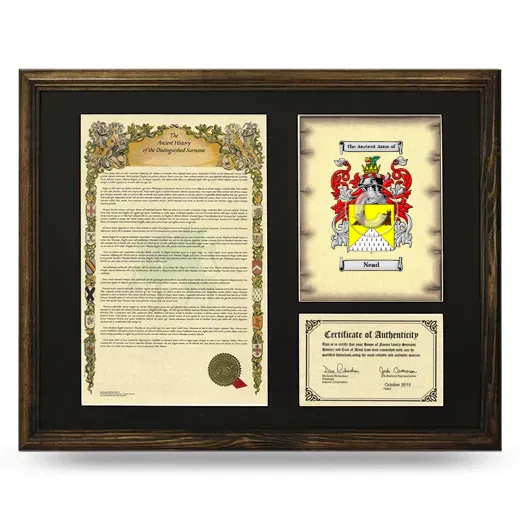 Nead Framed Surname History and Coat of Arms - Brown