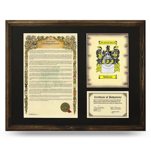 Nutbrown Framed Surname History and Coat of Arms - Brown
