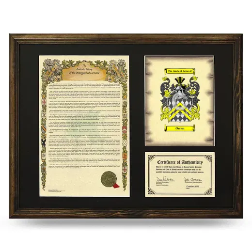 Orren Framed Surname History and Coat of Arms - Brown