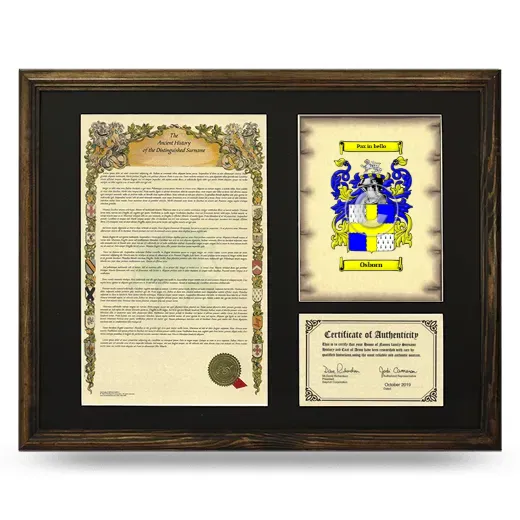 Osborn Framed Surname History and Coat of Arms - Brown