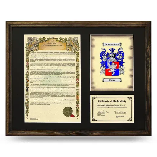 Otome Framed Surname History and Coat of Arms - Brown
