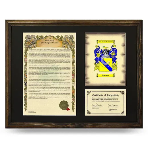Overson Framed Surname History and Coat of Arms - Brown
