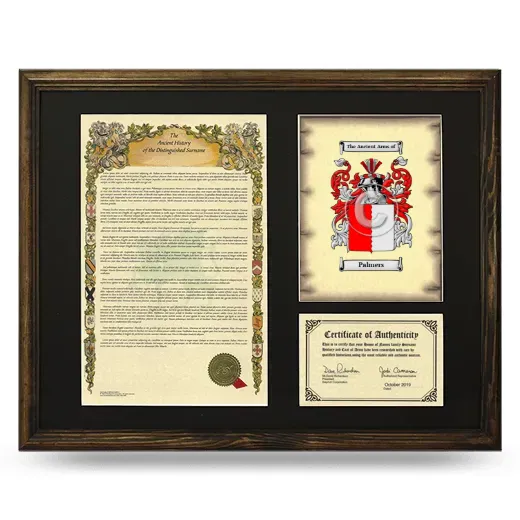 Palmers Framed Surname History and Coat of Arms - Brown