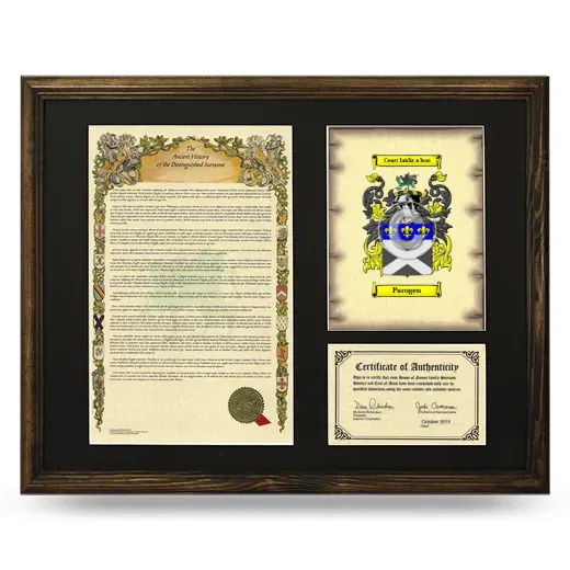 Parogen Framed Surname History and Coat of Arms - Brown