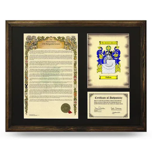 Pellew Framed Surname History and Coat of Arms - Brown