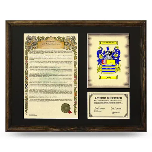 Quilly Framed Surname History and Coat of Arms - Brown