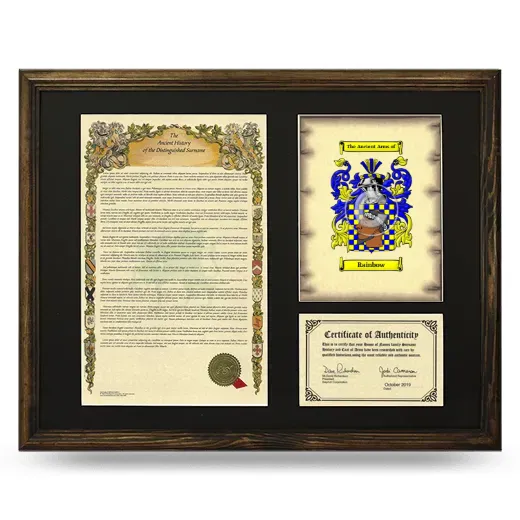 Rainbow Framed Surname History and Coat of Arms - Brown
